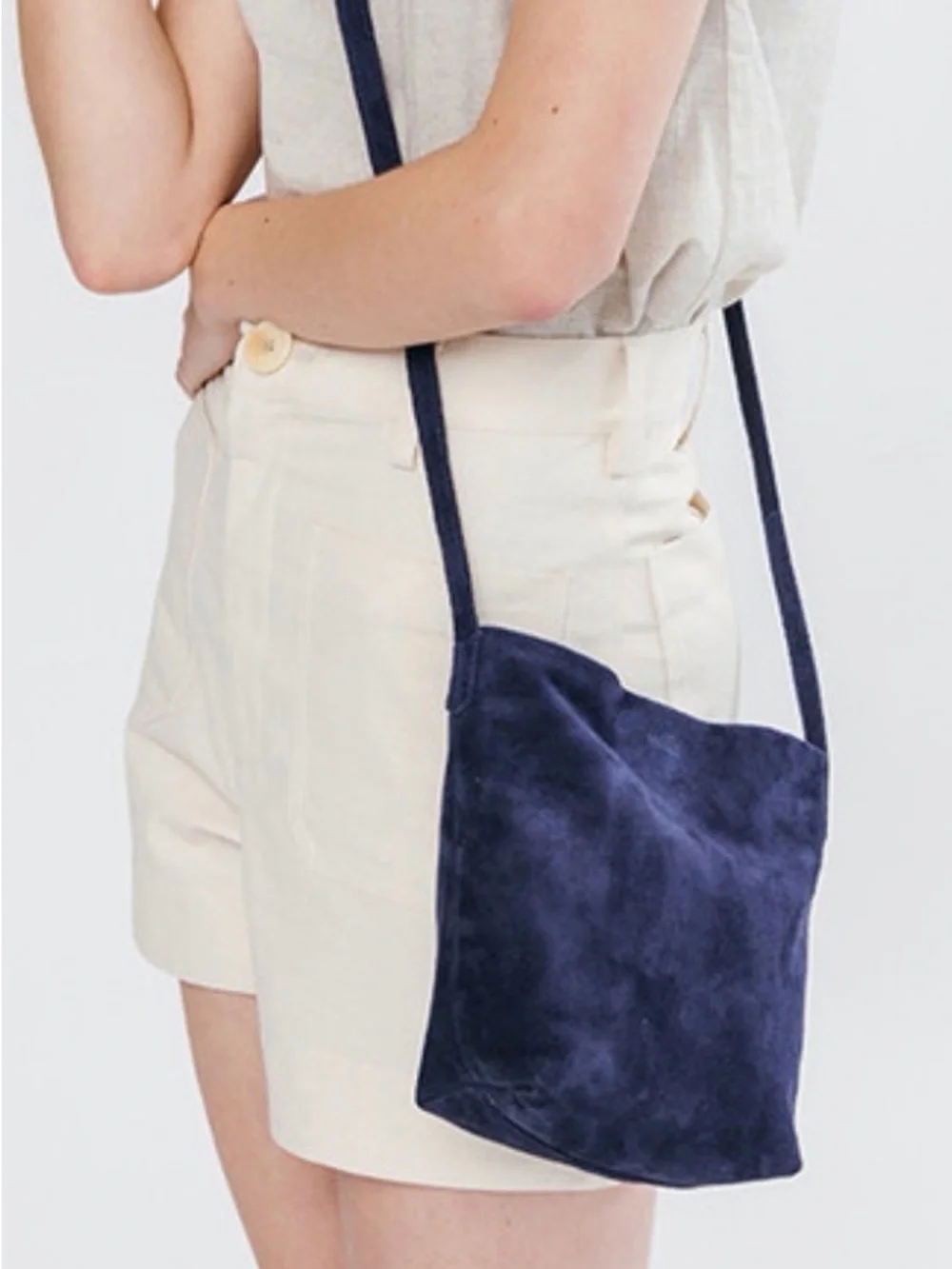 BAGGU Midnight Suede Crossbody Bag in Navy